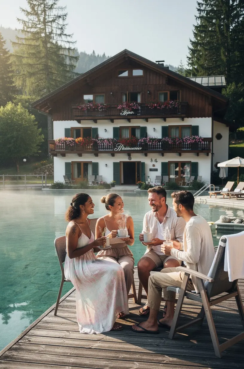 Gemütlicher Ruheraum mit bequemen Liegen und sanfter Beleuchtung im Spa